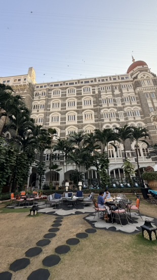 Historic courtyard façade at the Taj Mahal Palace, Mumbai, India.