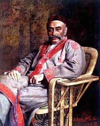 Painted portrait of Jamsetji Tata dated 1889, Mumbai, India.