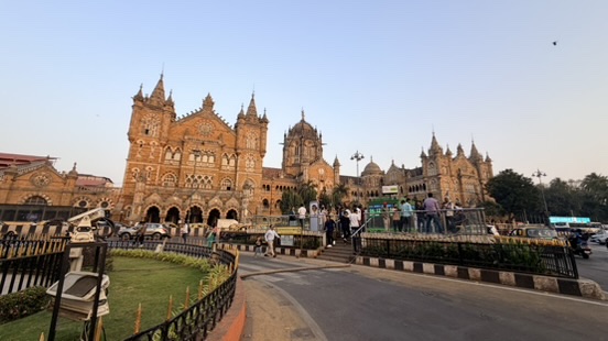 CSMT seen from the landscaped traffic junction, Mumbai, India.