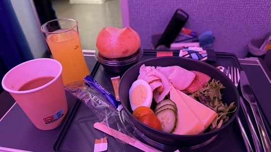 Dinner served in KLM Premium Comfort