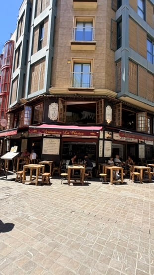 A traditional Málaga restaurant terrace at midday