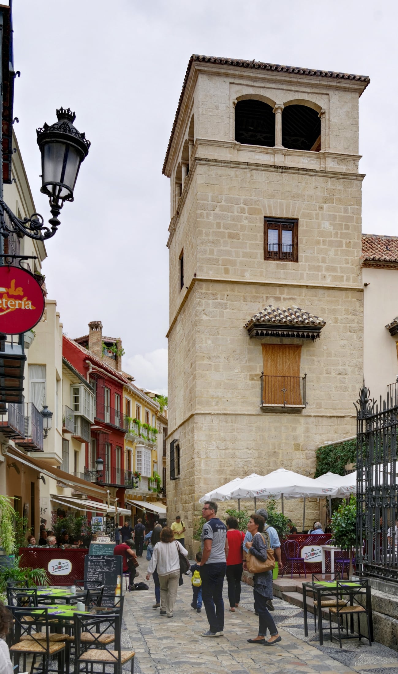 The stone tower of the Palacio de Buenavista, home of Museo Picasso Málaga